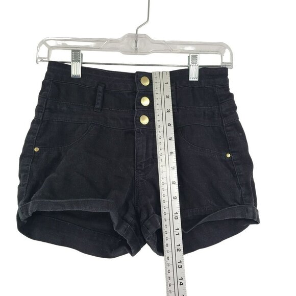 304.  Refuge Women's Denim Shorts Black Size 0 moto - Picture 4 of 9